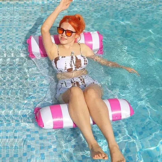 Boia Cama Rede inflável de natação esteira inflável festas na piscina Boia inflavel cama inflável