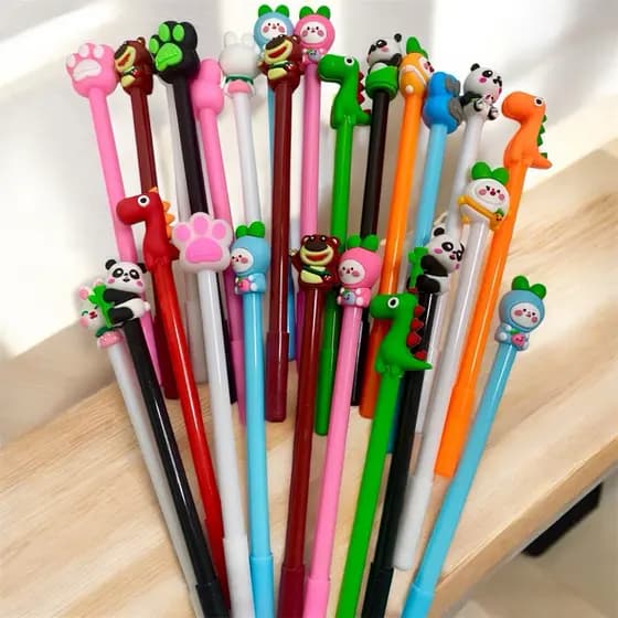 Caneta Gel Fofa Kit com 6/12/18/24 unidades Papelaria Fofa Escolar Personagens