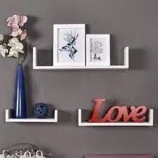 Kit 3 Prateleiras Nicho Em U 20cm 30cm 40cm MDF Decoração Sala Cozinha Quarto Banheiro