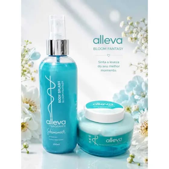 KIT ALLEVA BLOOM FANTASY pele hidratada, iluminada e perfumada Hidratante Corpo e Rosto Geleia Hidratante Corporal