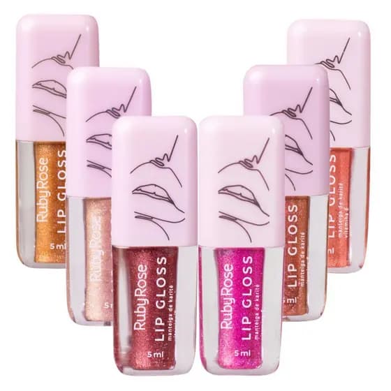 Kit com 6 Lip Gloss Ruby Rose/LABIAL / HIDRATANTE/ GLOSS/ BRILHO