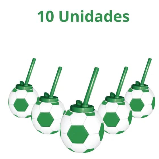 Kit 10 Copos Canudo Bola Futebol Times Festa Aniversario Lembrancinha Esporte Merenda Creche