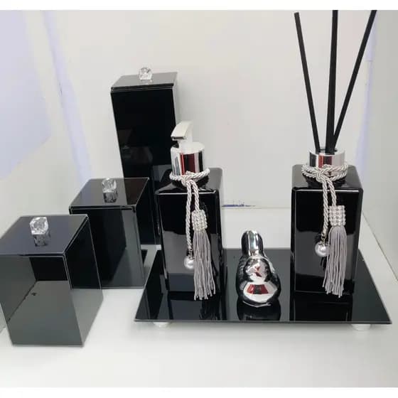 Kit Trio Organizador Porta Escova Porta Algodão e Cotonete Difusor De Ambiente Saboneteira e Bandeja