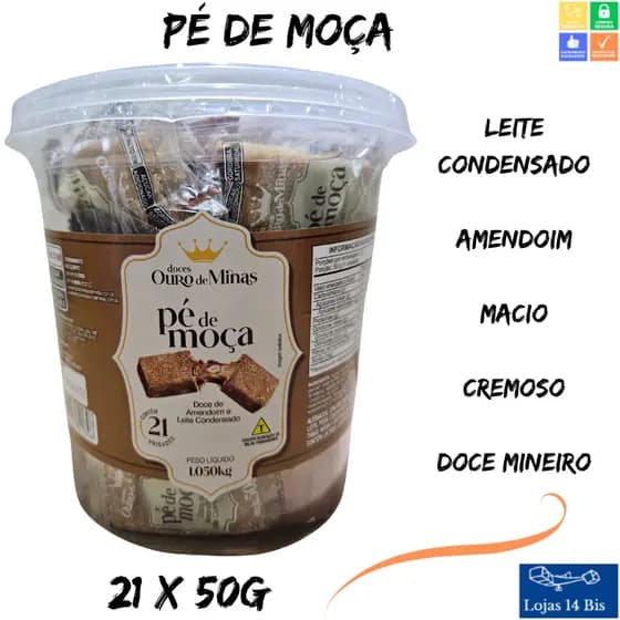 Doce Pé de Moça Ouro de Minas 1.050 Kg c/21 Unidades de 50g