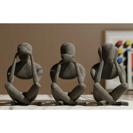 Ninguém Tríade do Mal 3 figuras Decorativas Não Vejo Não Ouço Não Falo