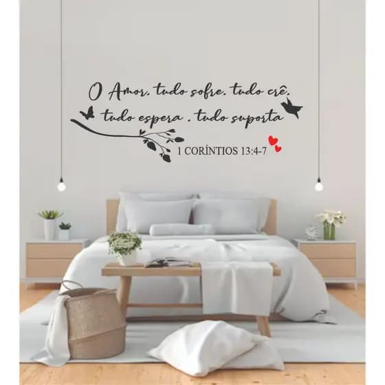 ADESIVO FRASE DECORATIVA O AMOR TUDO CRÊ TUDO SUPORTA