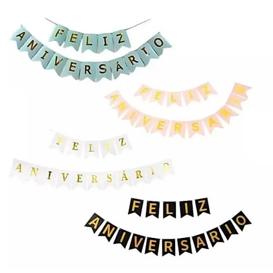 Faixa Varal De Letras Papel Feliz Aniversário Bandeirinhas Decoração De Festa