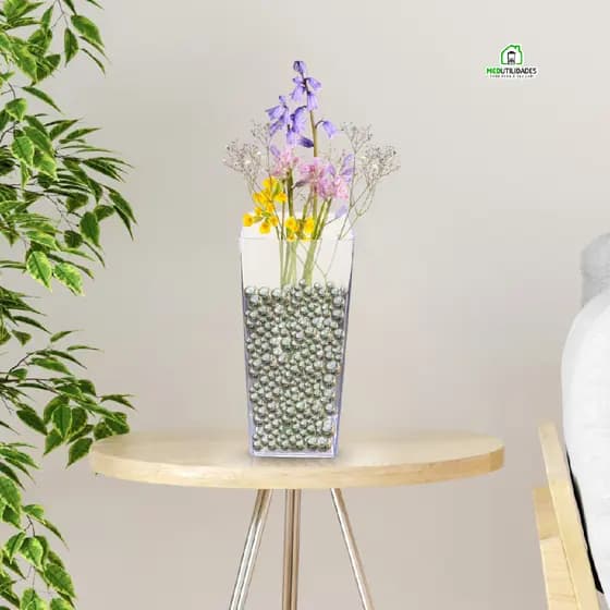 Vaso de acrílico retangular decorativo Tubo transparente