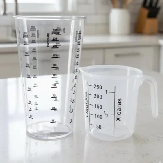 Copo Medidor Acrílico 700ml + Jarra Medidora 250ml | Plástico Transparente Graduado