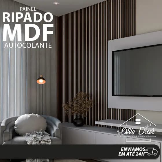 Kit até 20 Placas Revestimento Ripado Adesivo em MDF de Alta Qualidade