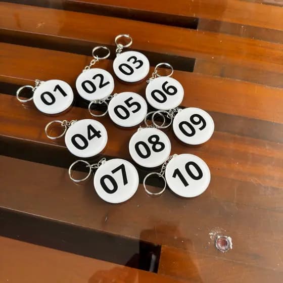 Kit de Identificação de Portas - Chaveiros Números Acrílicos para Armários Guarda Volumes e Quartos