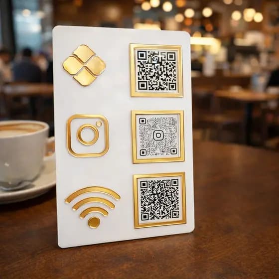 PLACA para WIFI em ACRÍLICO - 3 QRCODES - Pix, Instagram e AVALIAÇÃO GOOGLE - OFERTA!