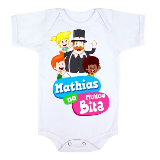 Body Infantil Bebê Mundo Bita Personalizado Com Nome