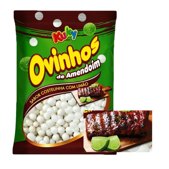 Ovinhos De Amendoim Crocante, Salgadinho Sabor; Costelinha Com Limao KUKY 1,005 Kg