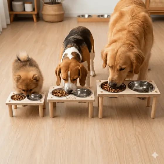 Comedouro Duplo Elevado Inox Gato Cachorro pequeno médio e grande