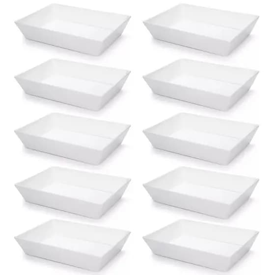 Kit 10 Travessa Retangular 2,2l Branco Servir a Mesa Salada Sobremesa Risoto Petisco Coza