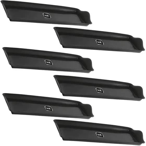 Kit 6 Bandejas Slim 38x16cm Pretas Uz Retangular Fast Food Plástico Rasa Refeitório