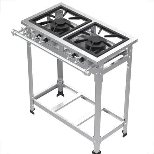 Fogão Industrial Inox Baixa Pressão 2 Bocas Duplas