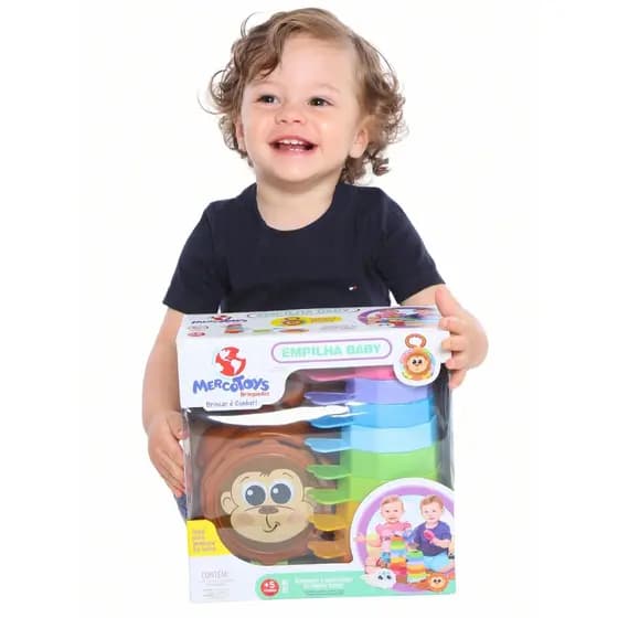 Brinquedo Empilha Macaco Monta Monta Bebê Educativo Colorido Infantil