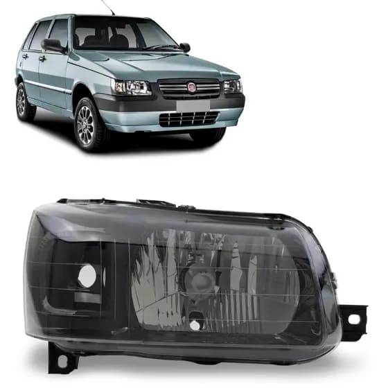 Farol Uno Mille/Smart/ Fiorino 2004/ 2013 Máscara Negra - Lado Direito