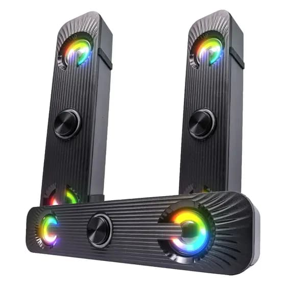 Soundbar Gamer Alto Falante RGB Tv Smart 6W Caixa De Som Conexão P2 Usb Pc Note Musicas Jogos Filmes
