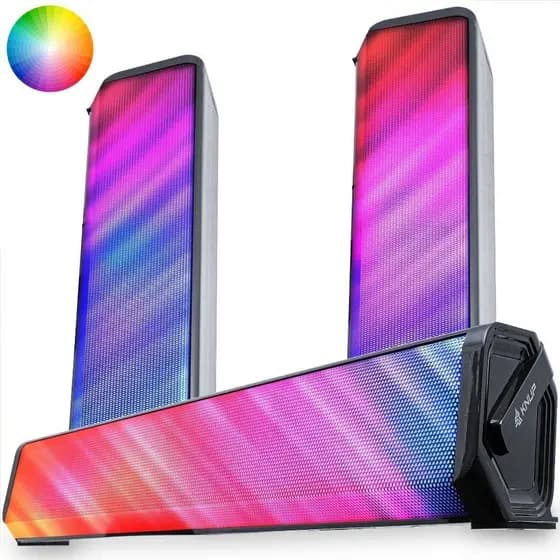 Caixa De Som Soundbar Gamer Portátil RGB Controle De Volume Tv PC Note Conexão P2 Usb Filmes Jogos