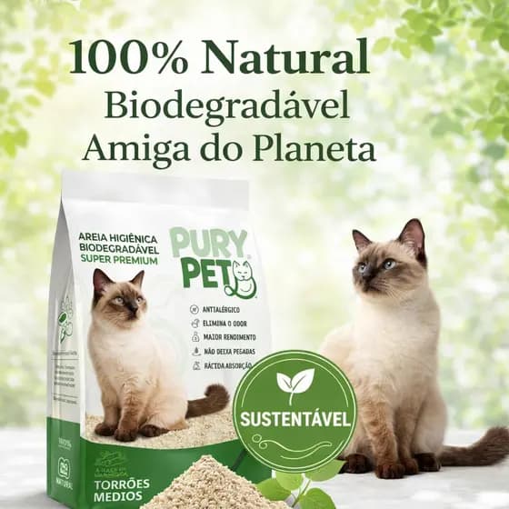Areia Higiênica Pets Gato Natural e Biodegradável 4kgs
