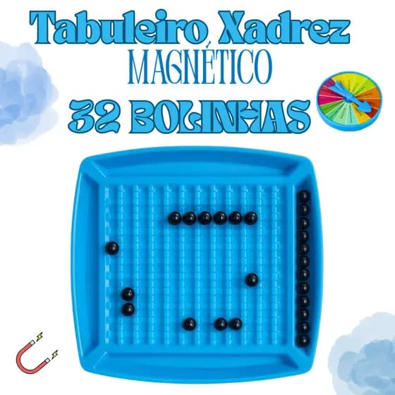 Xadrez Jogo Tabuleiro Magnético com 32 Bolinhas Brinquedo Educativo