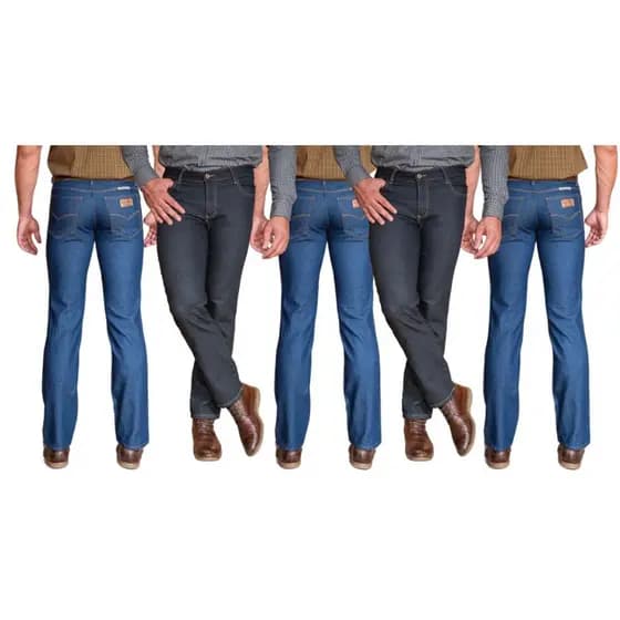 Kit com 5 Calças Jeans Masculina Lycra Básica Trabalho Serviço Ref: 916