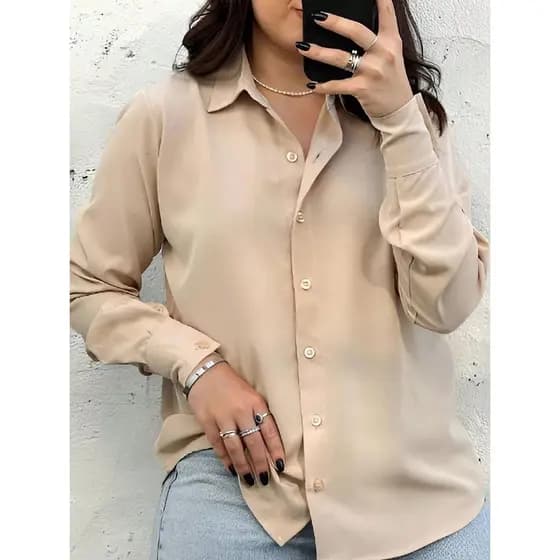 Camisa Social Feminina manga longa Soltinha plus Size Trabalho Casual Elegante Importado