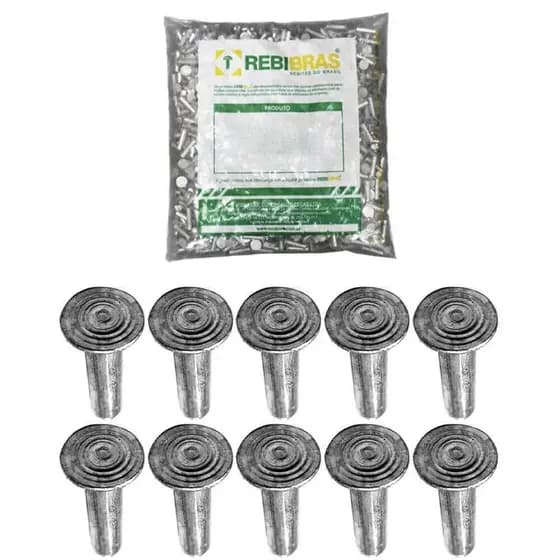 Rebite Ferro Cobreado Semi Tubular 10x16mm Rebibras 9445
