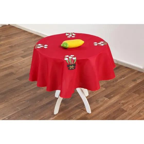 Toalha de Mesa Redonda com Bordado 140X140cm