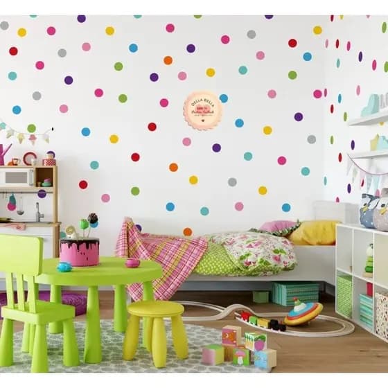ADESIVO DECORATIVO DE PAREDE BOLINHAS COLORIDAS 250un 3cm