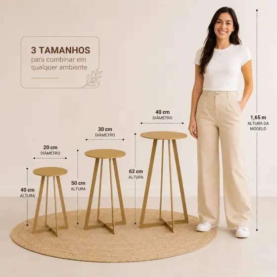 Trio Mesa MDF Triângulo Redondo Kit 3 Peças Decoração Festa Eventos Casamento Display Doces Mesa Cenográfica