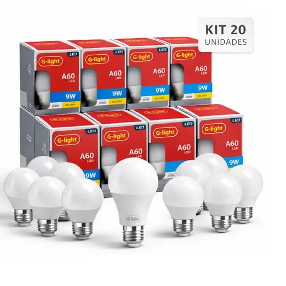Kit 20 Lâmpada Led 9w Branco Frio 6500k Bulbo Glight