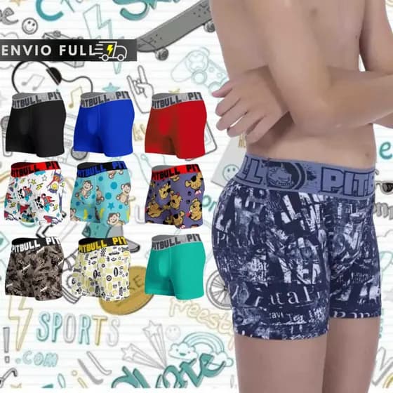 kit 8 Cuecas Juvenil Infantil Antialérgico Microfibra Premium Menino Personagem anos Cuecas para Crianças