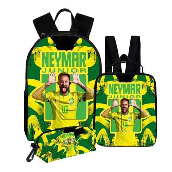 Kit Mochila Neymar Jr +Lancheira Térmica e Estojo Escolar Copa do Mundo