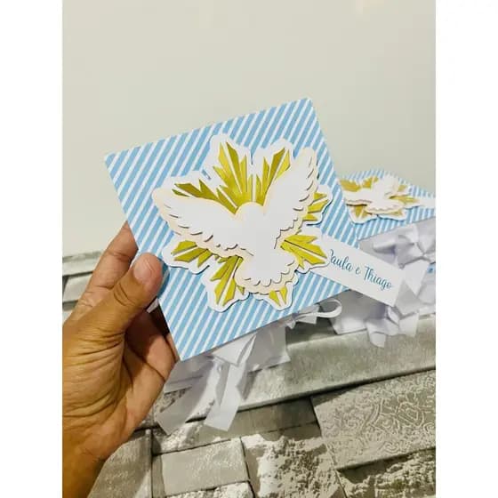 Caixa Convite Personalizada Padrinho/ Madrinha/ Batizado com terço