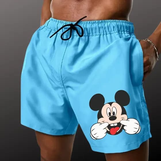 Short bermuda tactel praia masculino mickey mauricinho estampado Envio Imediato Férias Promoção