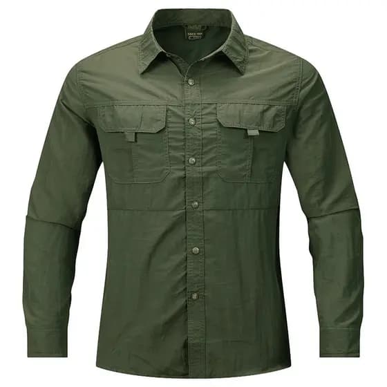 Camisa De Carga Para Homens 2025 Nova Manga Longa De Verão De 2 Bolsos O Exterior Casual Colthing Cor Sólida Quick-dry T
