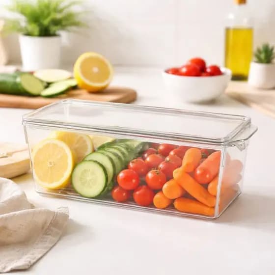 Organizador Geladeira Transparente Alimentos Caixa Organizadora Cozinha Empilhavel Resistente