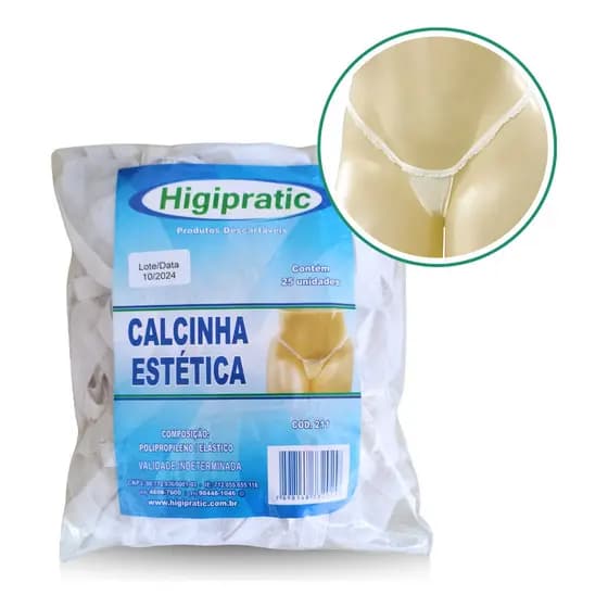 Calcinha Para Estética Depilação Pacote C/ 25 Un Higipratic