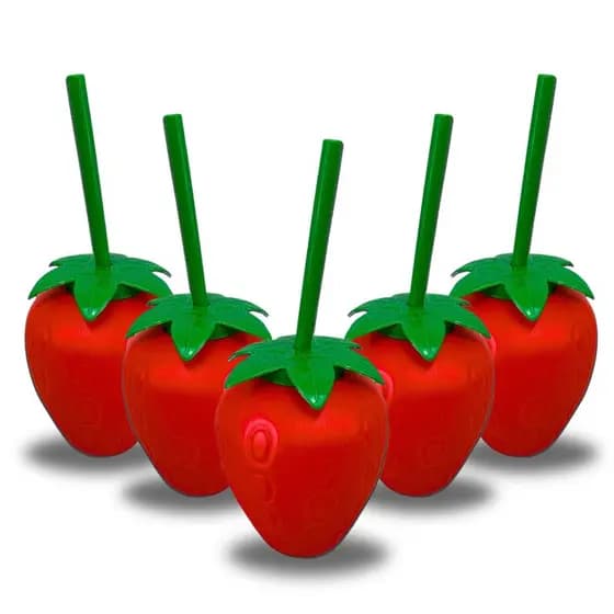 Copos Plástico Fruta Morango 500 ml Festa Injetemp