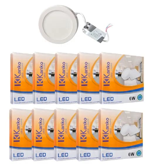 Kit 10x Plafons Sobrepor Redondo Led 6w Painel Kanko SR6WBF
