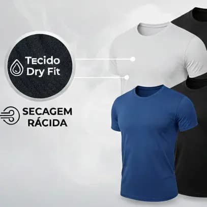 Camisa Básica Masculina Dry Fit para Esportes - Camisa de Academia para Cross Fitness em Poliéster para Treinos.