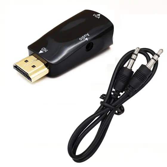 HDMI Compatível Com O Conversor De Cabo VGA HD 1080P Adaptador Macho Para Fêmea De 3,5mm Jack Audio TV Box PC Portátil Projetor De Tela