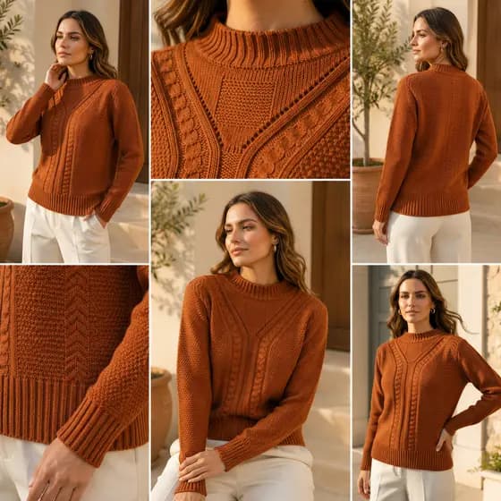 Blusa de Frio Tricot Grossa Inverno Gola Alta Moda Blogueira Evangélica Tendência 2026