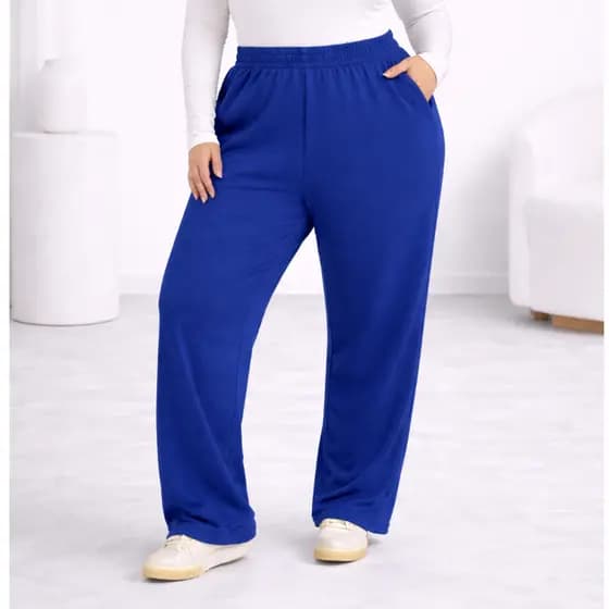 Calça Moletom Feminina Plus Size Cintura Alta Pantalona Soltinha Confortável Blogueira Tendência