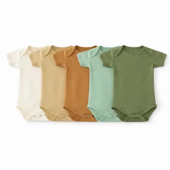 Kit com 5 Body de Bebê Infantil Unissex Minimalista Terrosos 100% Algodão.