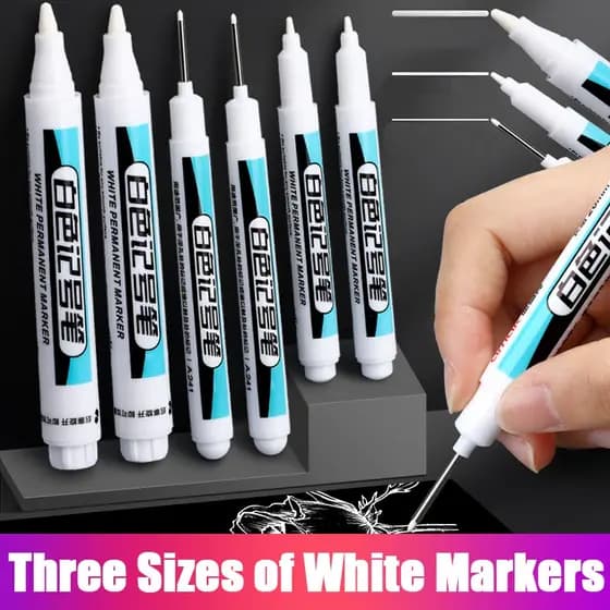 3/4Pcs Caneta Marcadora Oleosa Branca 2mm/1mm De Tinta Permanente À Prova D'água Para Material Escolar DIY Rock Plastic Leather Deep Hole Marker